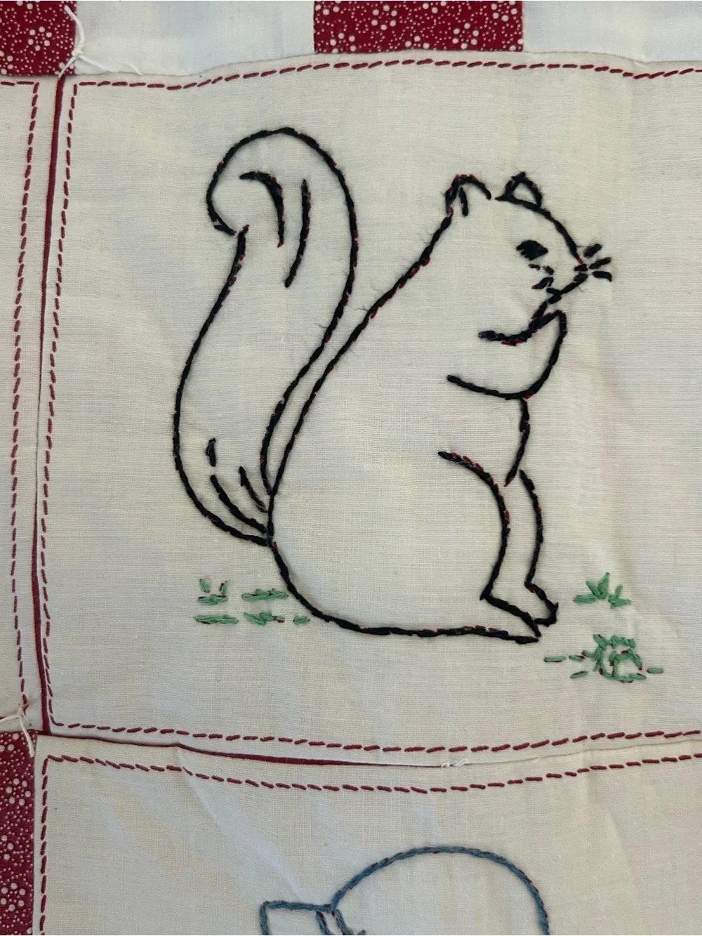 VTG Hand-embroidered Quilt Tapestry Hanging Cottage Sunbonnet Sue Theme 46”x59”